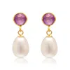 Pearls Of The Orient Online Women's White / Orange Clara Lavender Chalcedony & Cultured Freshwater Pearl Drop Earrings In Multi