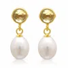 Pearls Of The Orient Online Women's White / Orange Clara Lemon Topaz & Cultured Freshwater Pearl Drop Earrings In Multi