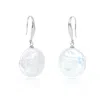 Pearls Of The Orient Online Women's White / Silver Credo Large Coin Cultured Freshwater Pearl Drop Earrings On Silver Hooks In Multi
