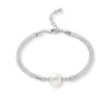 Pearls Of The Orient Online Women's White / Silver Credo Silver Mesh Crystal Bracelet With Cultured Freshwater Pearl In Multi