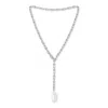 Pearls Of The Orient Online Women's White / Silver Decus Baroque Cultured Freshwater Pearl Drop On Chunky White Gold Chain