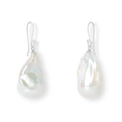Pearls Of The Orient Online Women's White / Silver Decus Large Baroque Cultured Freshwater Pearl Drop Earrings On Silver In Multi