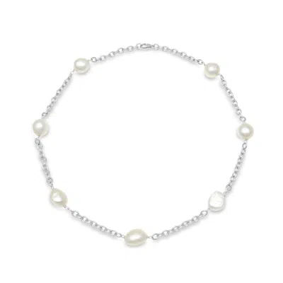 Pearls Of The Orient Online Women's White / Silver Decus Silver Necklace With Cultured Irregular Freshwater Pearls In Multi