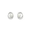 Pearls Of The Orient Online Women's White / Silver Gratia Cultured Freshwater Pearl Stud Earrings With Silver Surround In Multi