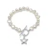 Pearls Of The Orient Online Women's White / Silver Stella Cultured Freshwater Irregular Pearl Bracelet With A Sterling Silver St