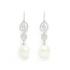 Pearls Of The Orient Online Women's White / Silver Stella Long Pave Swirl Earrings With Baroque Cultured Freshwater Pearl Drops In Multi