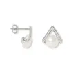 Pearls Of The Orient Online Women's White / Silver Stella Silver Pave Triangular Studs With Cultured Freshwater Pearls In Multi