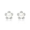 Pearls Of The Orient Online Women's White / Silver Stella Silver Sparkle Flower Studs With Cultured Freshwater Pearls In Multi