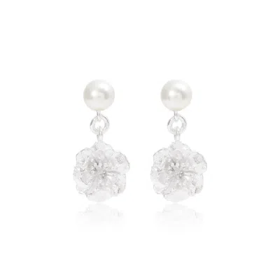 Pearls Of The Orient Online Women's White / Silver Vita Silver Cherry Blossom & Cultured Freshwater Pearl Drop Earrings In Multi