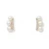 Pearls Of The Orient Online Women's White Stella Cultured Akoya Pearl Stud Earrings With Sparkle Curve