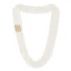 Pearls Of The Orient Online Women's White Stella Triple Strand Cultured Freshwater Pearl Necklace With Oval Gold Plate Art Deco  In White