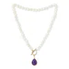 Pearls Of The Orient Online Women's White / Yellow Clara Cultured Irregular Freshwater Pearl Necklace With Amethyst Gold Vermeil In Multi