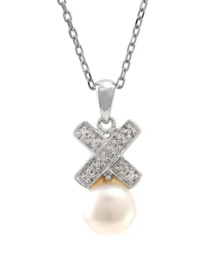 Pearls Silver Diamond 7.25mm Pearl Necklace