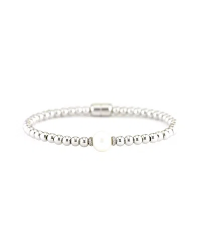 PEARLS SILVER 0.05 CT. TW. DIAMOND PEARL BANGLE BRACELET