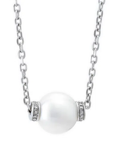 Pearls Silver Diamond 8.5mm Pearl Necklace