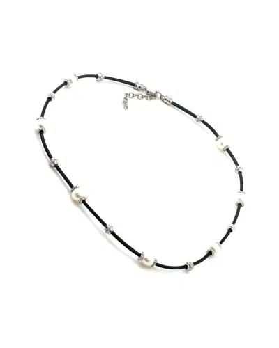 Pearls Silver 0.15 Ct. Tw. Diamond 9.15mm Pearl Necklace
