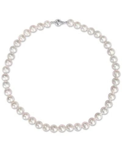Pearls Silver 9-10mm Pearl Necklace In Metallic