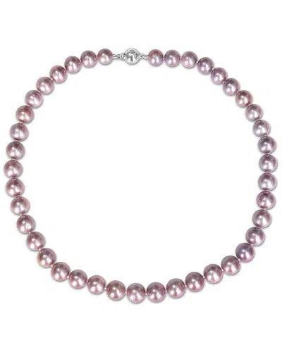 Pearls Silver 9-10mm Pearl Necklace In Purple