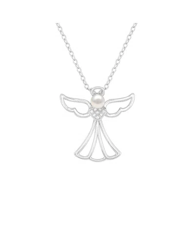 Pearls Silver Pearl & 3.5mm Pearl Pendant Necklace Pendant In Metallic