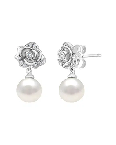 Pearls Silver Pearl & 6.5mm Pearl Drop Earrings In Multi