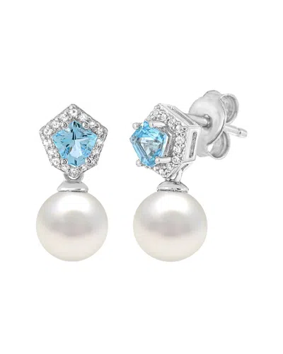 Pearls Silver Pearl & 6.5mm Pearl Drop Earrings In White