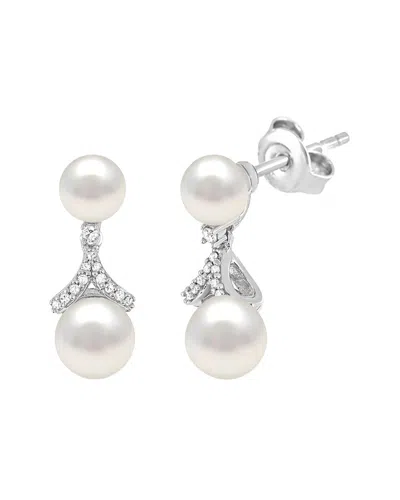 Pearls Silver Pearl & 6mm Pearl Drop Earrings In Multi