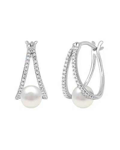 Pearls Silver Pearl & 6mm Pearl Hoop Earrings In Multi