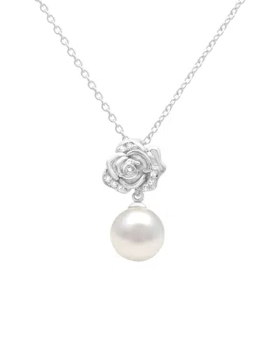 Pearls Silver Pearl & 7.5mm Pearl Pendant Necklace Pendant In Metallic