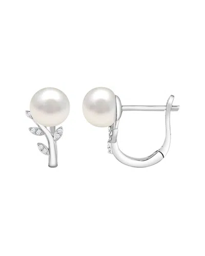 Pearls Silver Pearl & 7mm Pearl Hoop Earrings