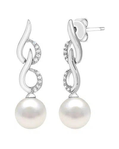 Pearls Silver Pearl & 8mm Pearl Drop Earrings In Multi