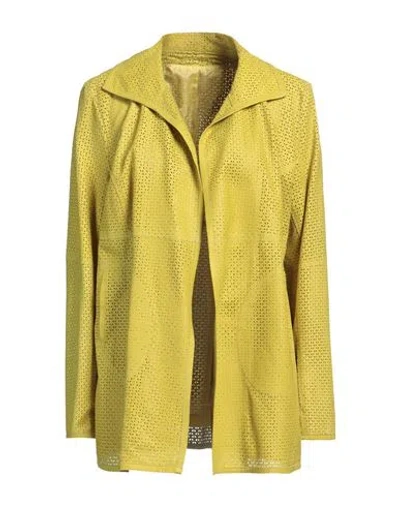 Pearls Woman Jacket Acid Green Size 14 Leather