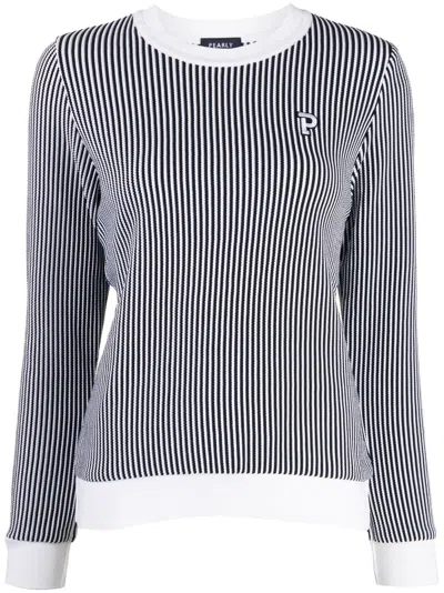 Pearly Gates Crew Neck Striped Sweater In White