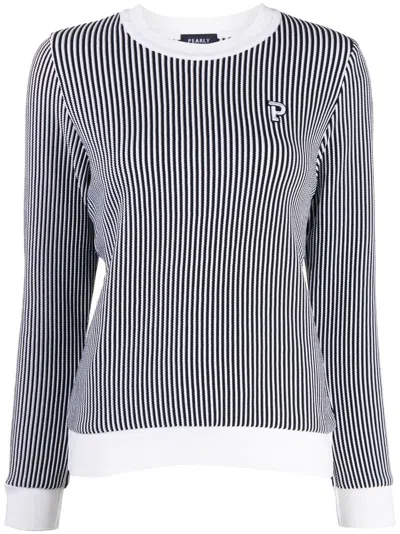 Pearly Gates Crew Neck Striped Jumper In White