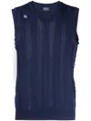 Pearly Gates Logo-jacquard V-neck Knitted Vest In Blue