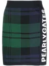 Pearly Gates Logo-tape Plaid Knitted Skirt In Blue