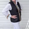 Pearly Vine Maggie May Puffer Vest In Black/khaki Stripe In Multi