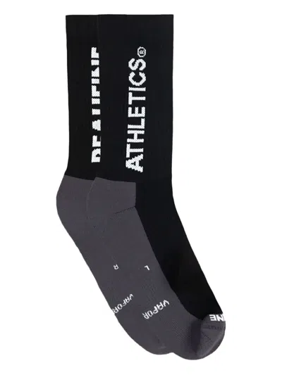 Peaufine Athletics Logo-detail Ribbed Crew Socks