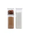 Pebbly Rectangular All-glass Canisters Assorted, Set Of 3 In Transparent