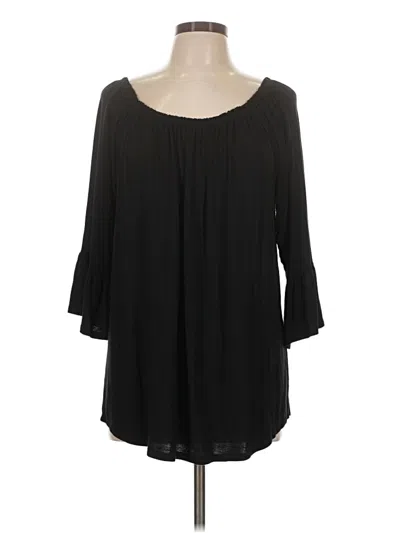 Pre-owned Peck & Peck 3/4 Sleeve Blouse In Black