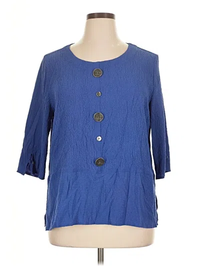 Pre-owned Peck & Peck 3/4 Sleeve Blouse In Blue