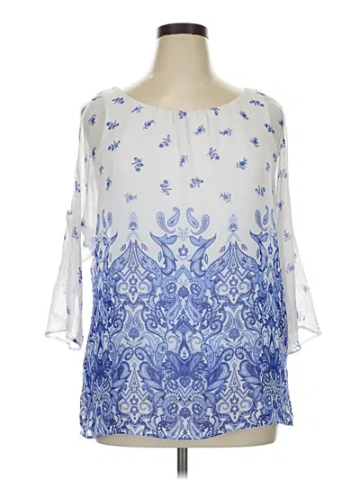Pre-owned Peck & Peck 3/4 Sleeve Blouse In Blue