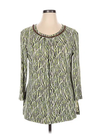 Pre-owned Peck & Peck 3/4 Sleeve Blouse In Green
