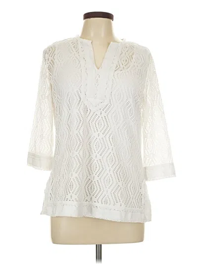 Pre-owned Peck & Peck 3/4 Sleeve Blouse In Ivory