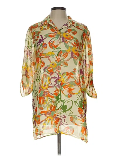 Pre-owned Peck & Peck 3/4 Sleeve Blouse In Orange