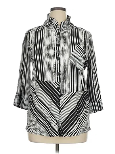 Pre-owned Peck & Peck 3/4 Sleeve Blouse In Silver