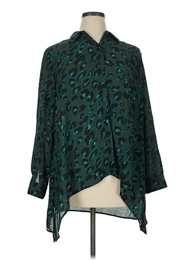 Pre-owned Peck & Peck 3/4 Sleeve Blouse In Teal