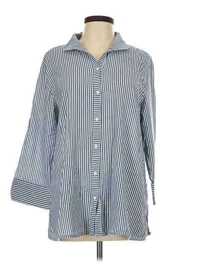 Pre-owned Peck & Peck 3/4 Sleeve Button Down Shirt In Blue