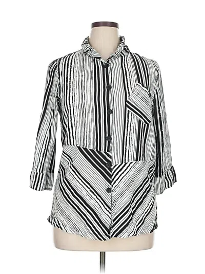 Pre-owned Peck & Peck 3/4 Sleeve Button Down Shirt In Silver