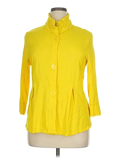Pre-owned Peck & Peck 3/4 Sleeve Button Down Shirt In Yellow
