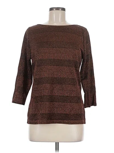 Pre-owned Peck & Peck 3/4 Sleeve Top Brown Boatneck Tops